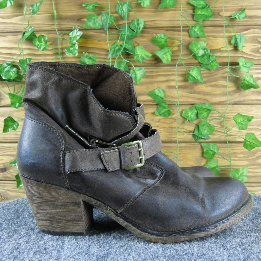 Rocket Dog Women's 9 Brown Faux Leather Ankle Boots Western‎ Style Buckle